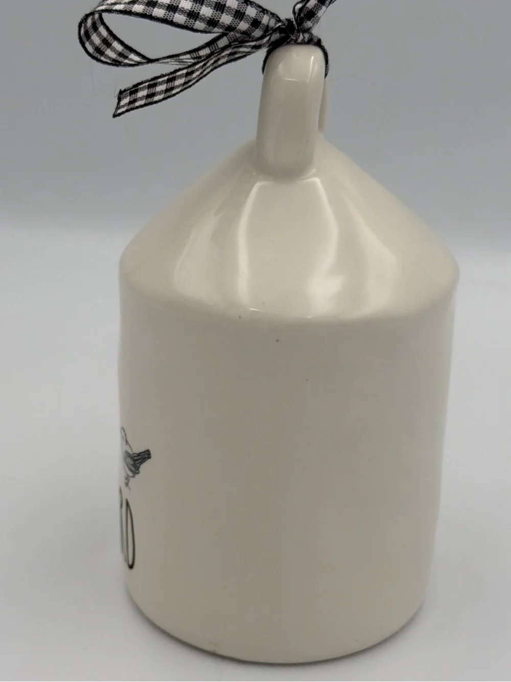 Rae Dunn Mini Round Baby Bird House With Plaid Black White Ribbon 5" Tall - Picture 5 of 10